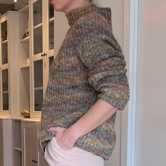 Vintage Jones New York Sport multi Colour Chunky Knit Turtle Neck Sweater Sz:S - Picture 5 of 12